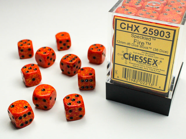 Chessex 12mm d6 Dice Block - Speckled Fire (36 dice)