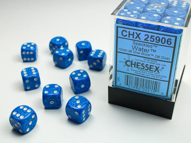 Chessex 12mm d6 Dice Block - Speckled Water (36 dice)