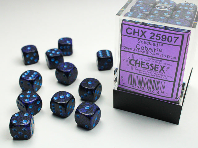 Chessex 12mm d6 Dice Block - Speckled Cobalt (36 dice)