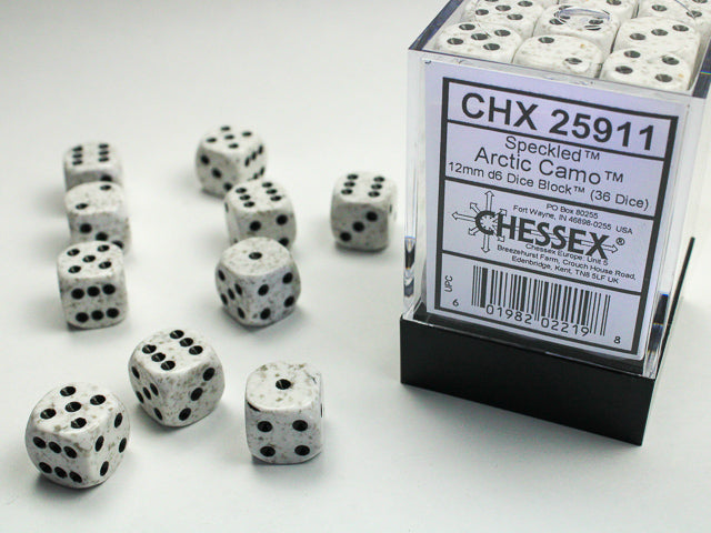 Chessex 12mm d6 Dice Block - Speckled Arctic Camo (36 dice)