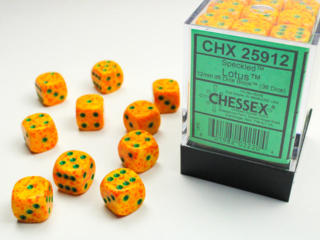 Chessex 12mm d6 Dice Block - Speckled Lotus (36 dice)