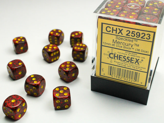 Chessex 12mm d6 Dice Block - Speckled Mercury (36 dice)