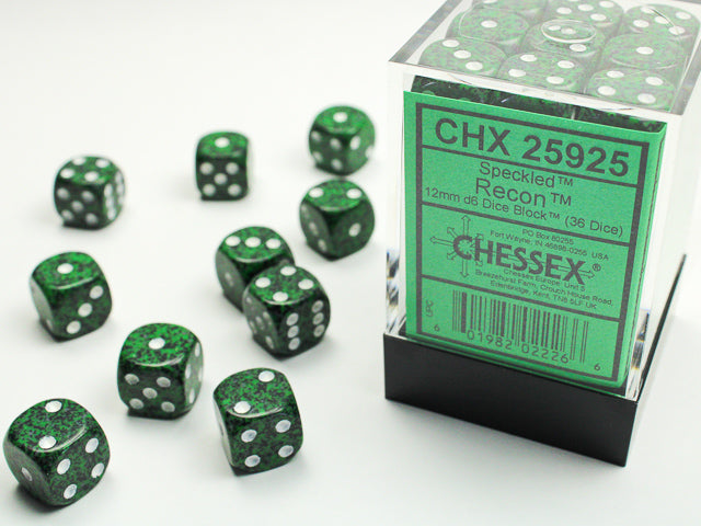 Chessex 12mm d6 Dice Block - Speckled Recon (36 dice)