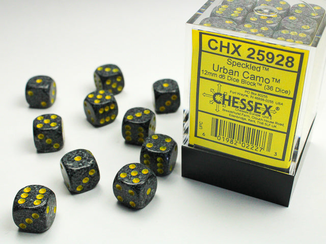 Chessex 12mm d6 Dice Block - Speckled Urban Camo (36 dice)