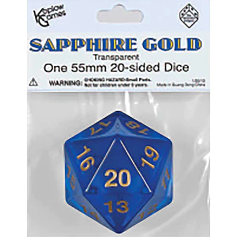 Koplow Games 20 Sided Die (55mm) Countdown D20 - Sapphire Gold