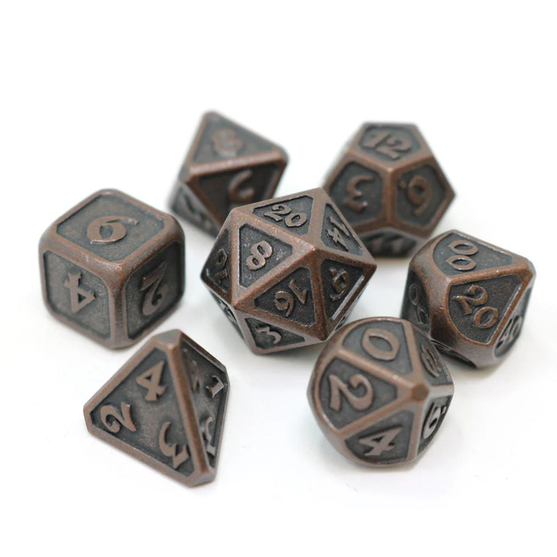 Die Hard Dice 7 Die Metal Dice Set: Mythica - Dark Copper