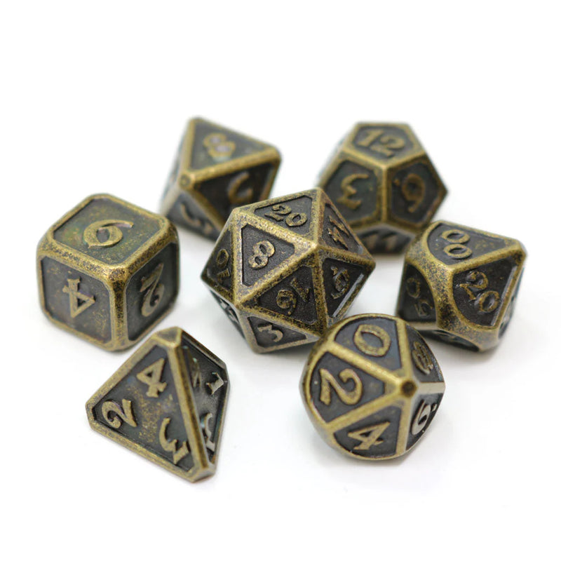 Die Hard Dice 7 Die Metal Dice Set: Mythica - Dark Gold