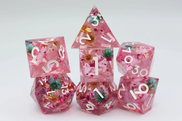 Sharp Edge Resin RPG Dice Set - Floral Wind