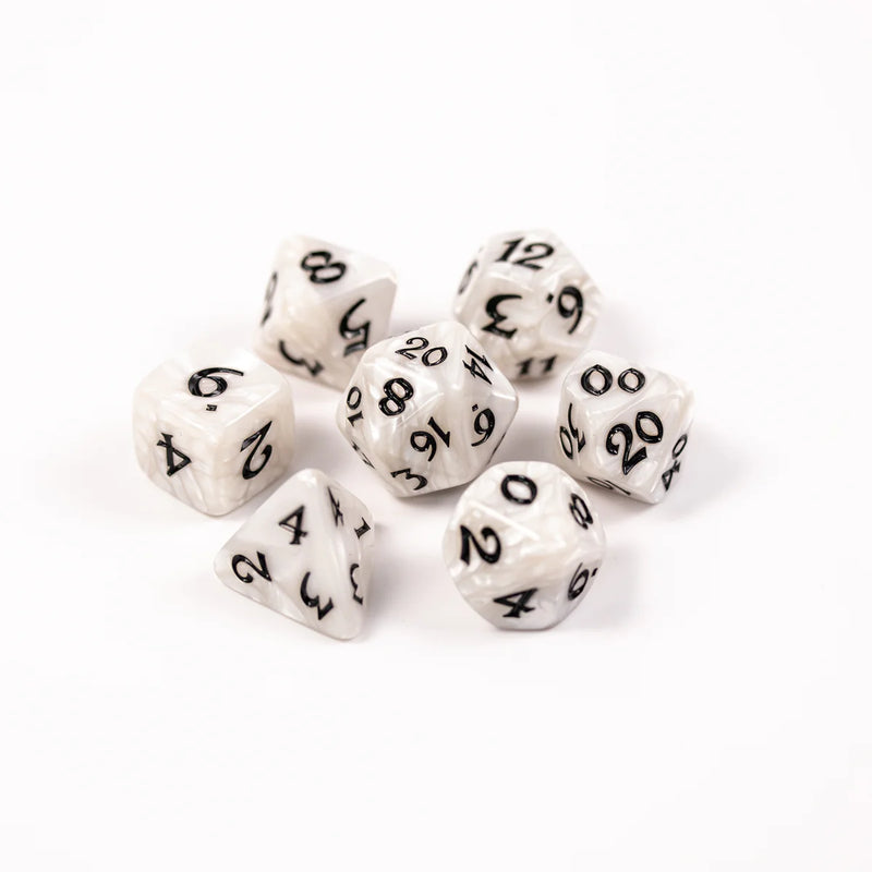 Die Hard Dice 7pc RPG Set - Elessia Essentials White with Black