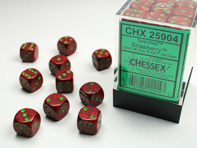 Chessex 12mm d6 Dice Block - Speckled Strawberry (36 dice)