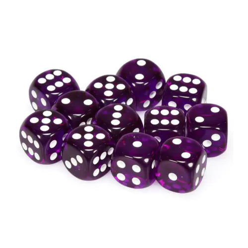 Chessex Translucent: 16MM D6 Purple/White (12)