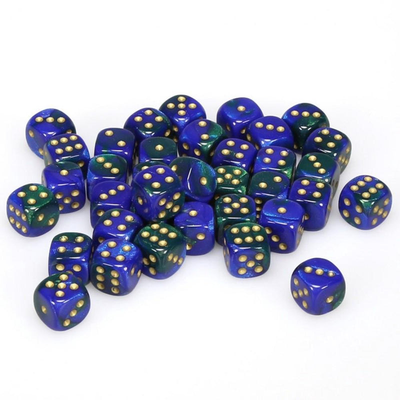 Chessex Gemini: 12MM D6 Blue Green/Gold (36)