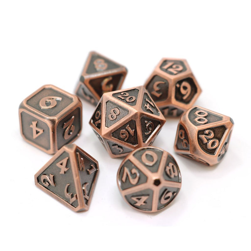 Die Hard Dice 7 Die Metal Dice Set: Mythica Battleworn Copper