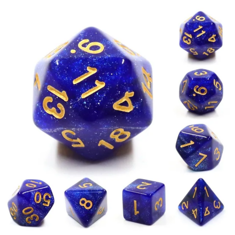 Black & Blue Galaxy RPG Dice Set