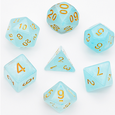 Cyan Silk Translucent Dice RPG Dice Set