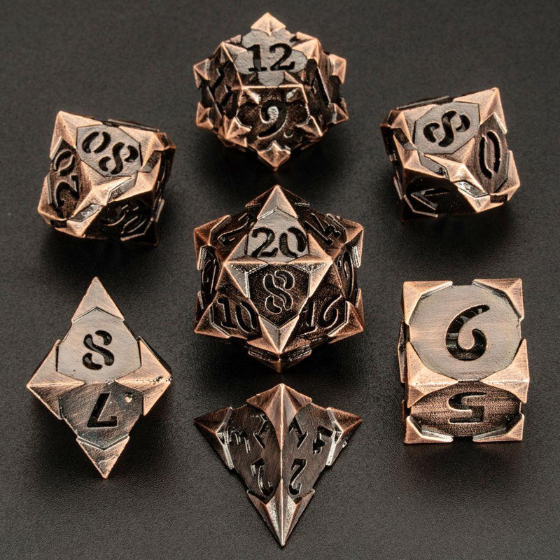 Hymgho Morning Star Metal Dice - Ancient Copper Polyhedral Set (7)