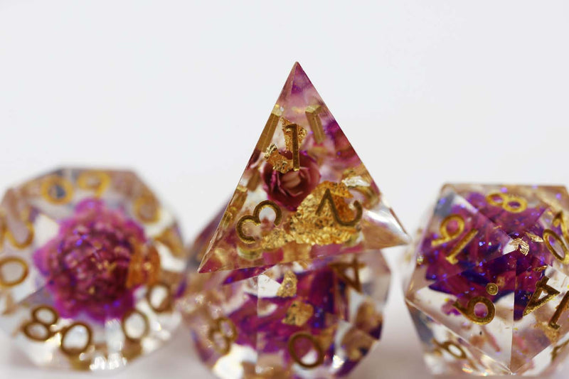 Sharp Edge Resin RPG Dice Set - Purple Lotus