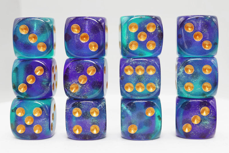 Foam Brain Games 12 Piece Pip D6's - Hocus-Pocus Glitter