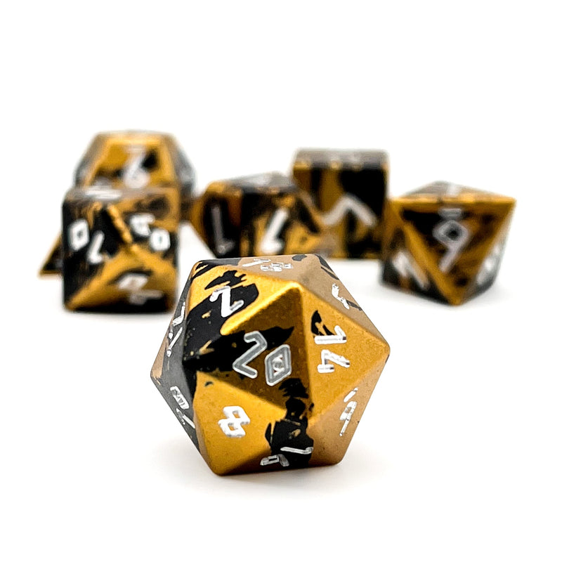 Norse Foundry 7 Die Aluminum Wonderous Dice Set: Liquid Gold