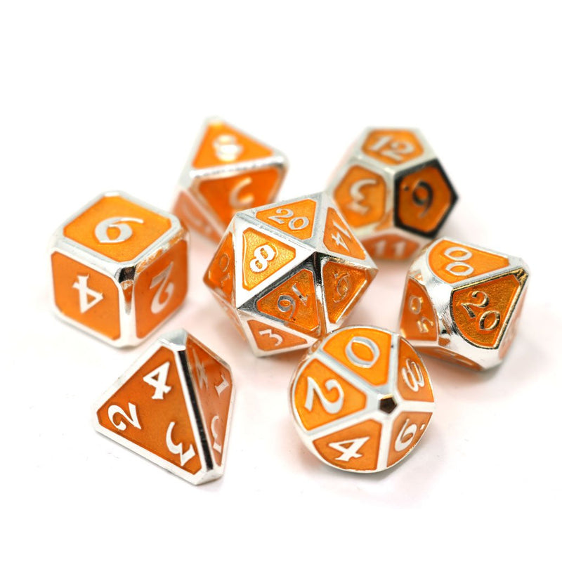 Die Hard Dice 7 Die Metal Dice Set: Mythica Platinum Citrine