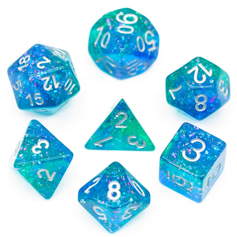 Ocean Glitter RPG Dice Set