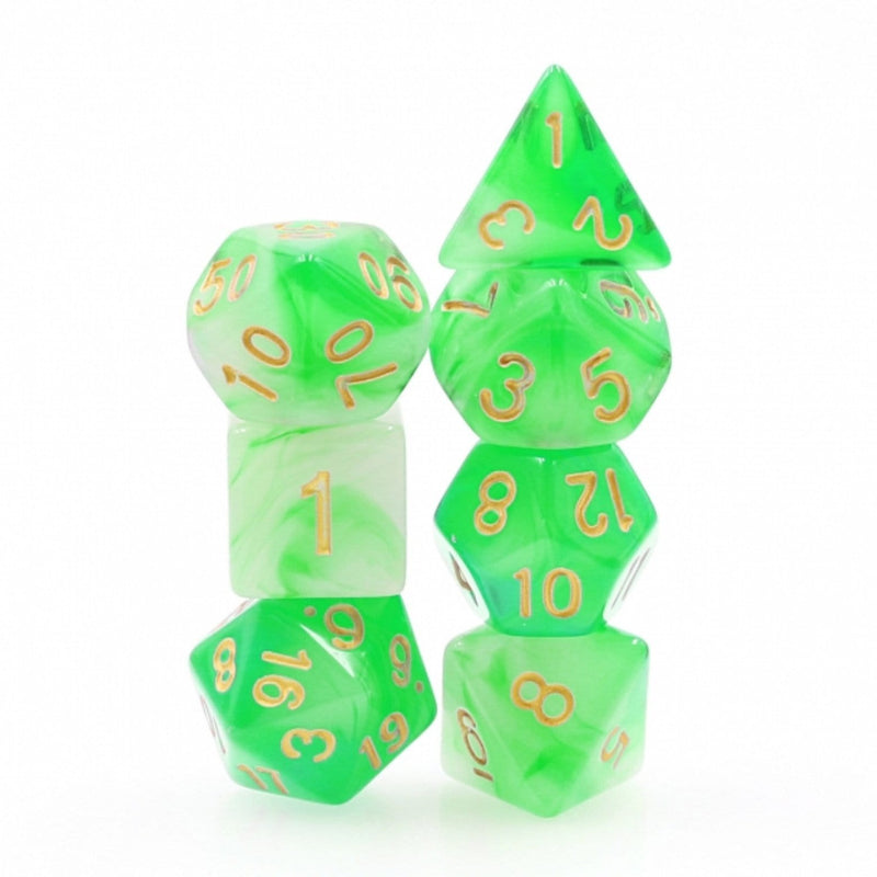 Green Milky RPG Dice Set