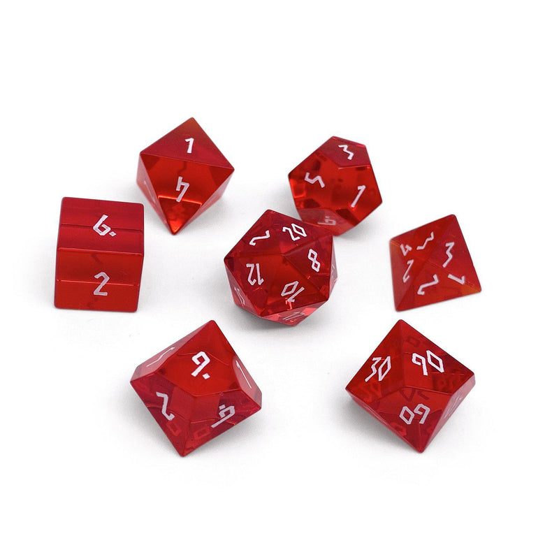 Norse Foundry 7 Die Glass RPG Dice Set: Ruby Zircon Glass