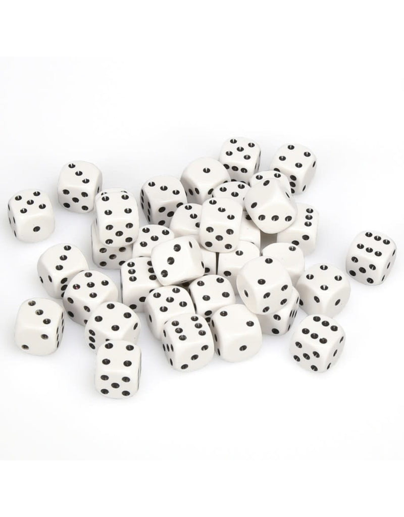 Chessex Opaque: 12MM D6 White/Black (36)