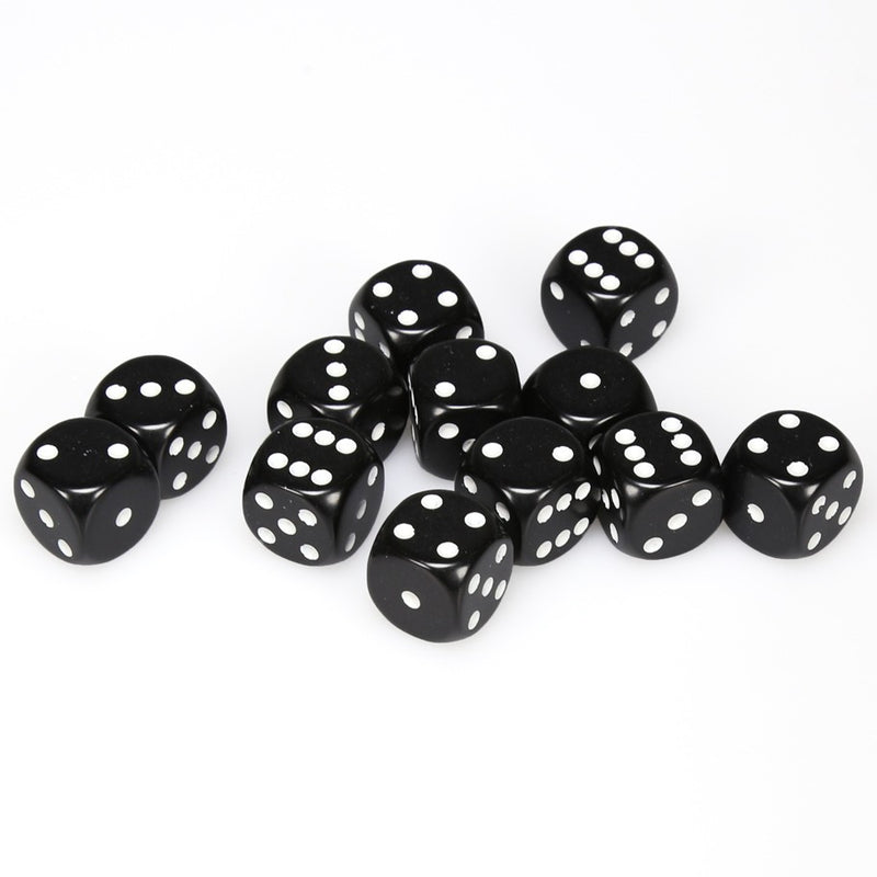 Chessex Opaque: 16MM D6 Black/White (12)