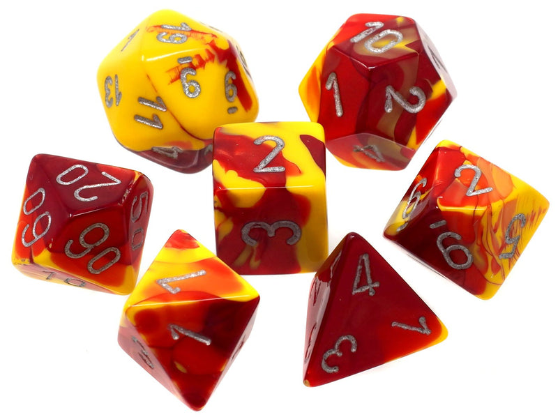 Chessex Gemini: Red-Yellow/Silver 7 Dice Set