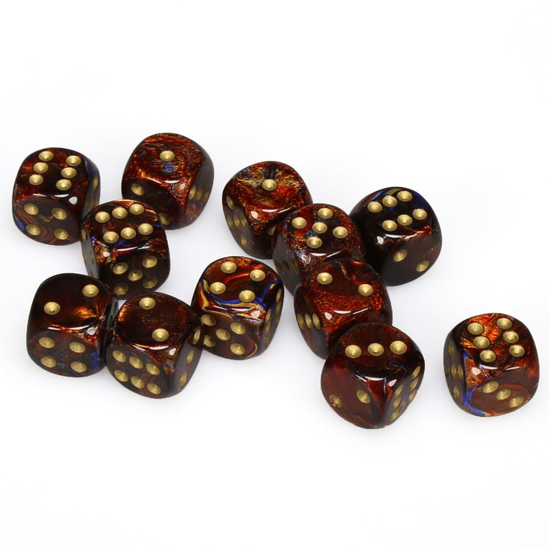 Chessex Scarab: 16MM D6 Blue Blood/Gold (12)