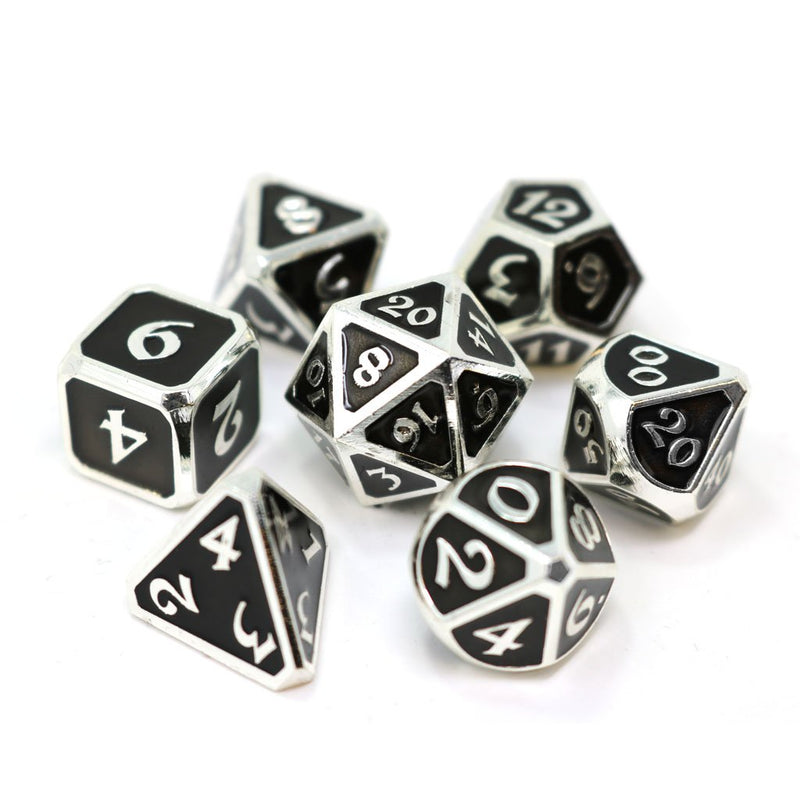 Die Hard Dice 7 Die Metal Dice Set: Mythica Platinum Onyx